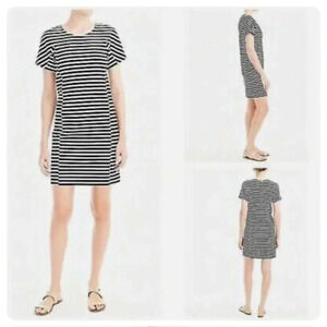 J.Crew Petite Striped T-shirt Dress  Black/White Stripes Size: Medium P